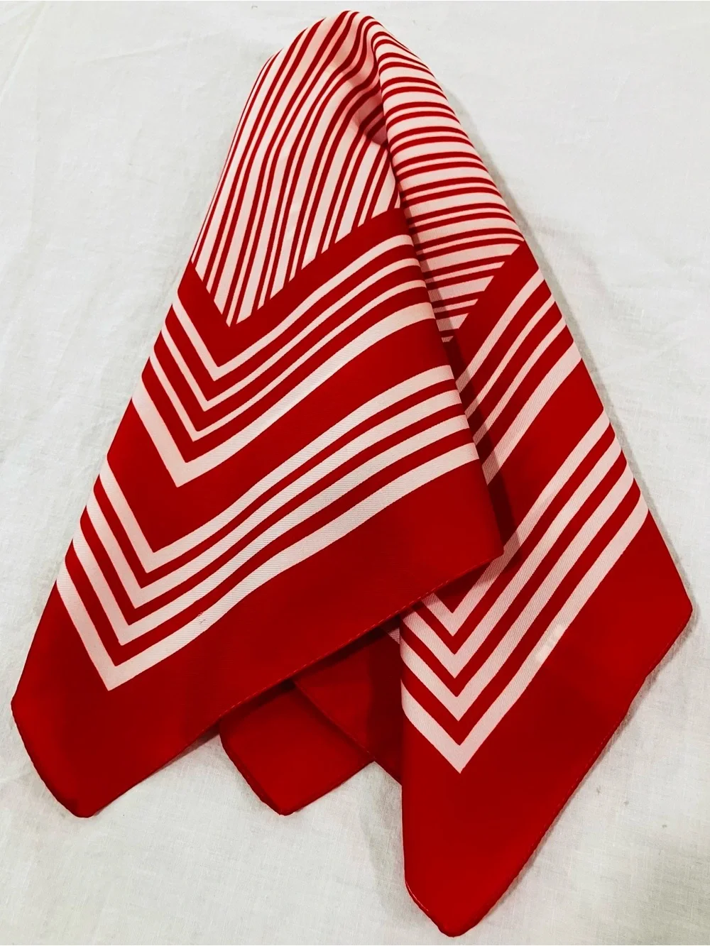 70s Red and White Striped Square Scarf